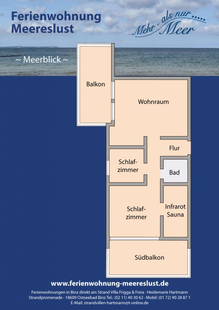 Grundriss der Ferienwohnung Meereslust in der Villa Seestern