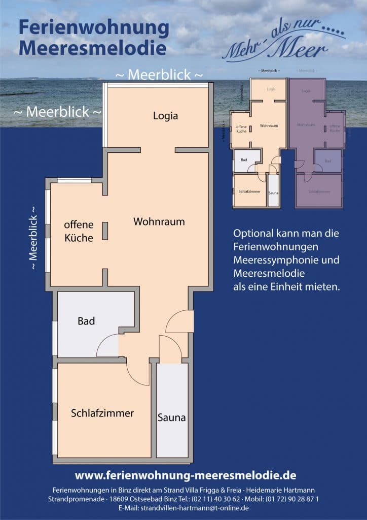 Grundriss der Ferienwohnung Meeresmelodie in der Villa Frigga