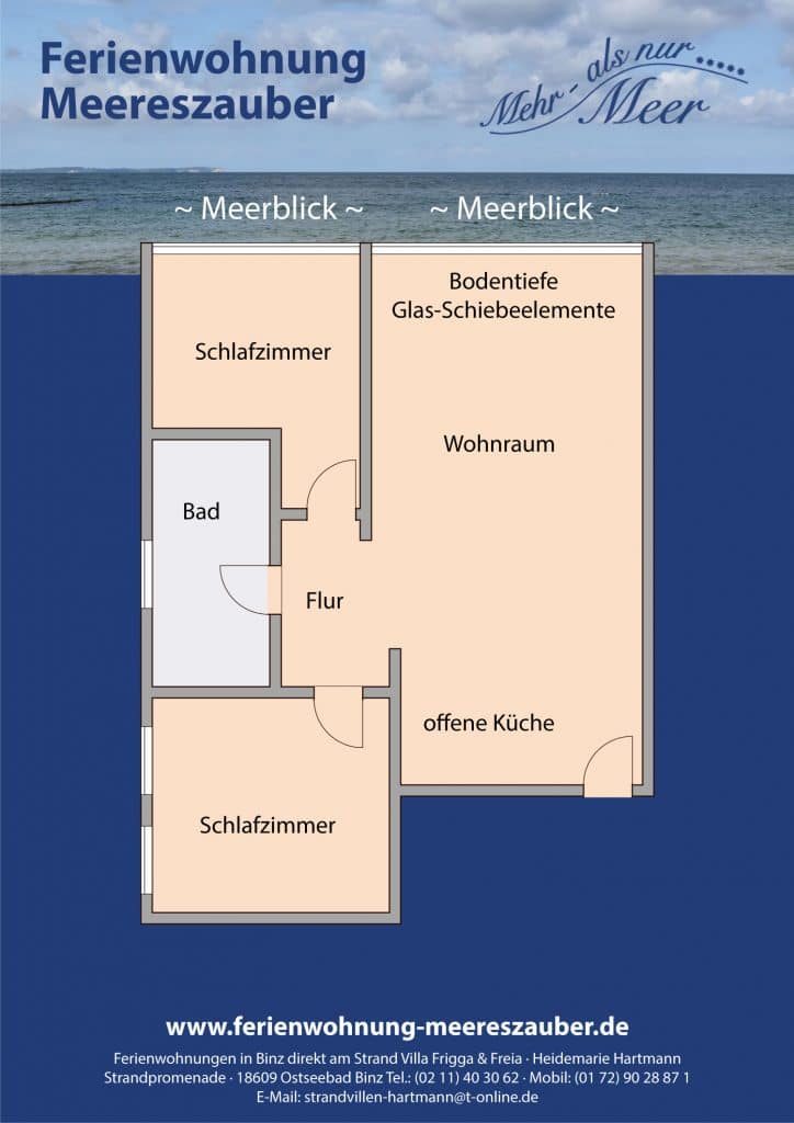 Grundriss der Ferienwohnung Meereszauber in der Villa Freia