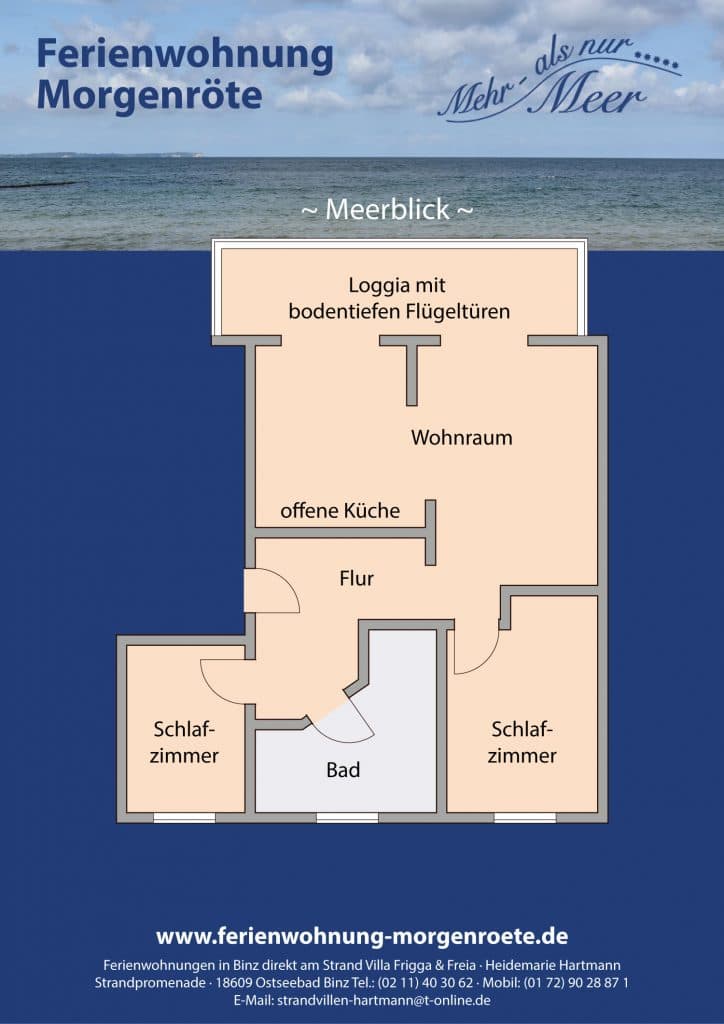 Grundriss der Ferienwohnung Morgenröte in der Villa Freia